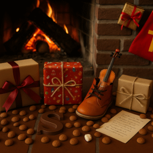 Sinterklaas cadeaus bij de openhaard